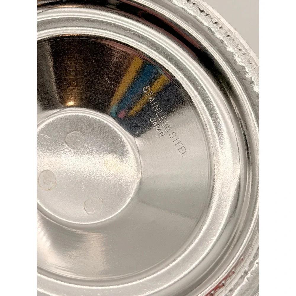 Vintage Stainless Steel Footed Dessert Bowl Beaded Rim Japan Silver 4 Inch
